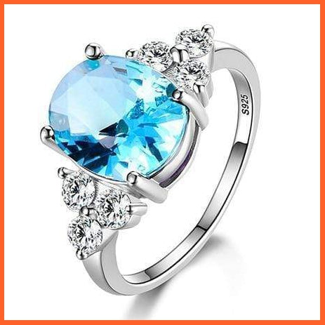 Women'S 925 Sterling Silver Rings Colorful Zircon Oval Rings | whatagift.com.au.
