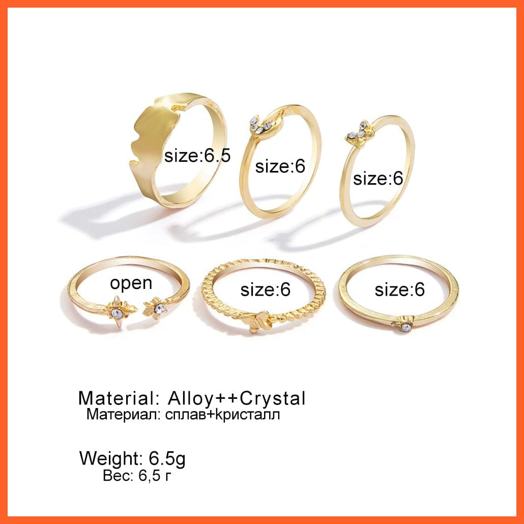 Bohemian 6Pcs/Sets Luxury Crystal Ring Set For Women | whatagift.com.au.