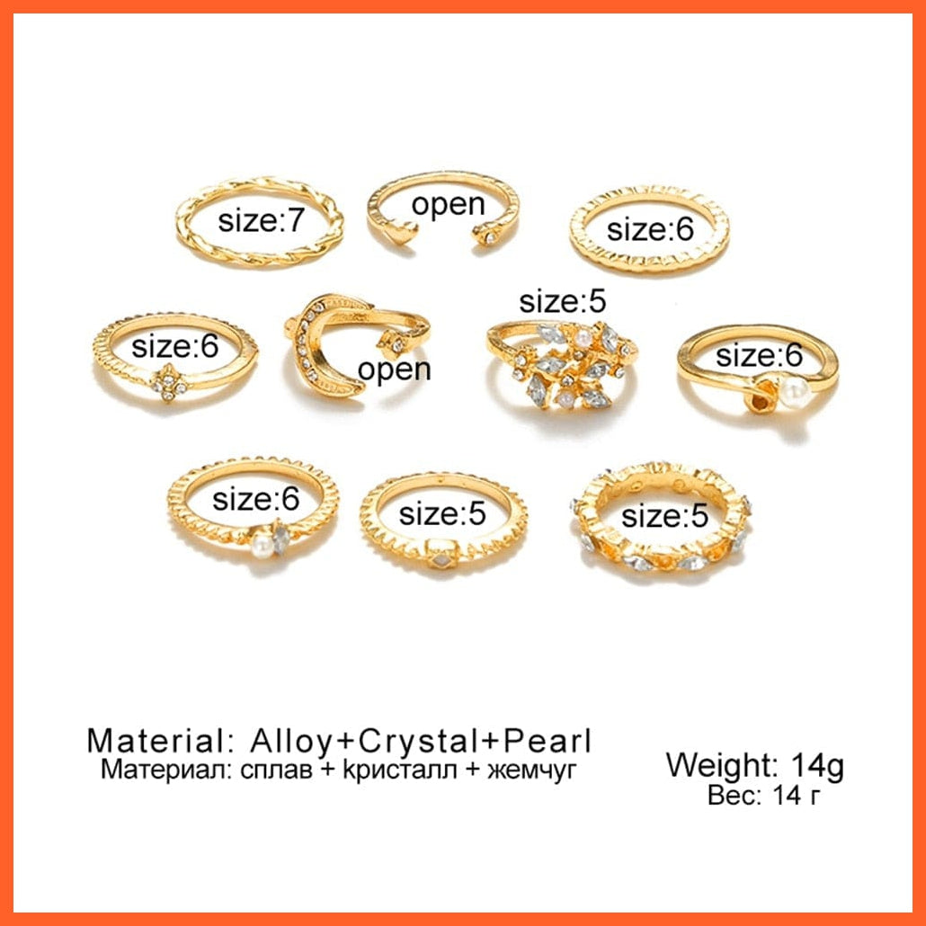 Bohemian 6Pcs/Sets Luxury Crystal Ring Set For Women | whatagift.com.au.