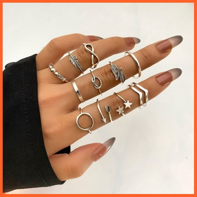 Bohemian Style Gold Chain Rings Set For Women | whatagift.com.au.