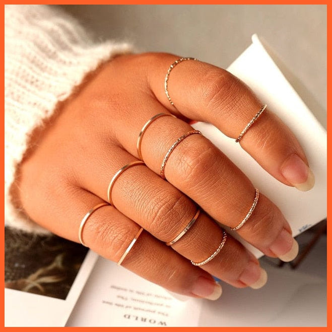 Bohemian Style Gold Chain Rings Set For Women | whatagift.com.au.