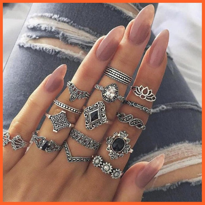 Bohemian Style Gold Knuckle Rings Set For Women | whatagift.com.au.