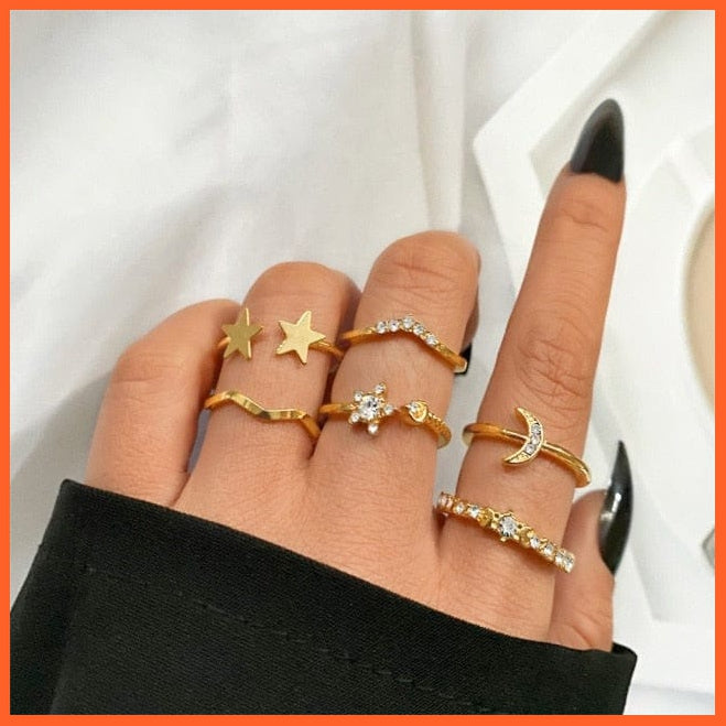 Bohemian 6Pcs/Sets Luxury Crystal Ring Set For Women | whatagift.com.au.