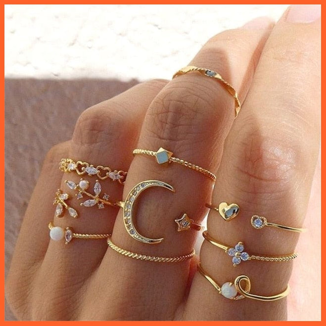 Bohemian 6Pcs/Sets Luxury Crystal Ring Set For Women | whatagift.com.au.