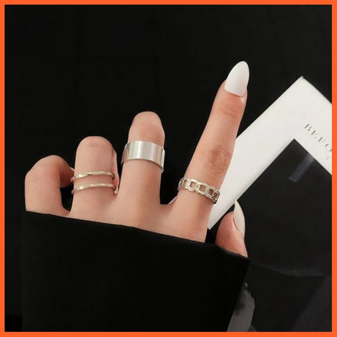 6Pcs/Set Punk Finger Rings Minimalist Gold/Black Metal Rings For Women | whatagift.com.au.