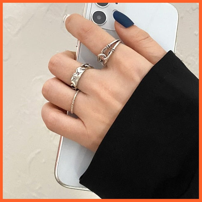 6Pcs/Set Punk Finger Rings Minimalist Gold/Black Metal Rings For Women | whatagift.com.au.