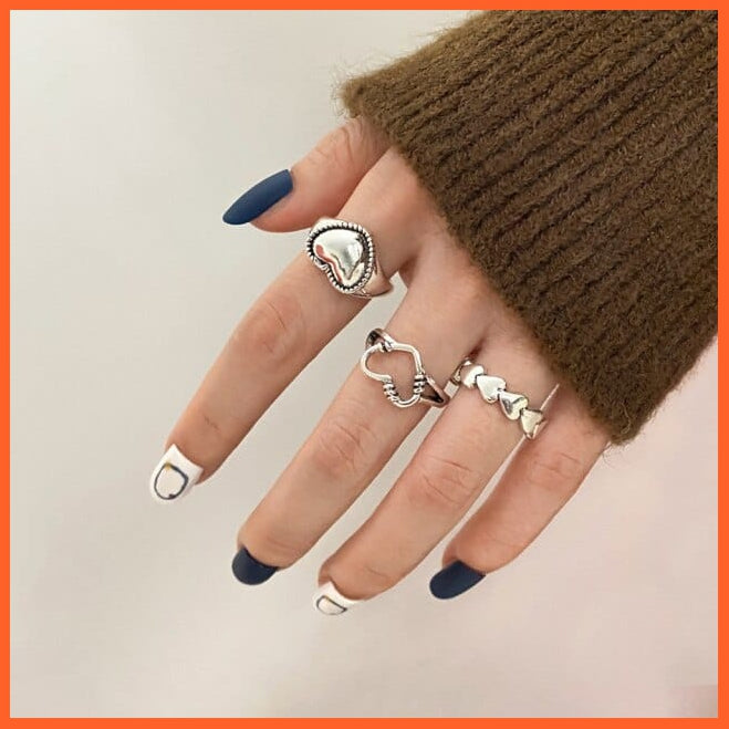 6Pcs/Set Punk Finger Rings Minimalist Gold/Black Metal Rings For Women | whatagift.com.au.