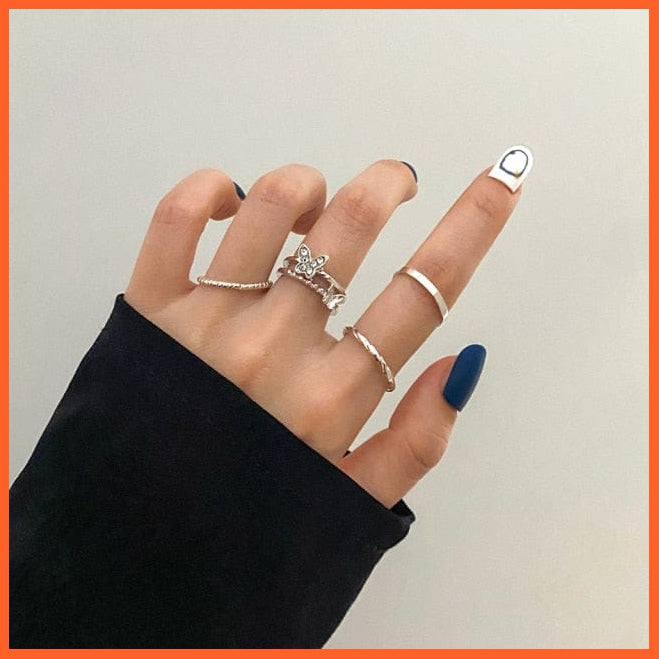 6Pcs/Set Punk Finger Rings Minimalist Gold/Black Metal Rings For Women | whatagift.com.au.