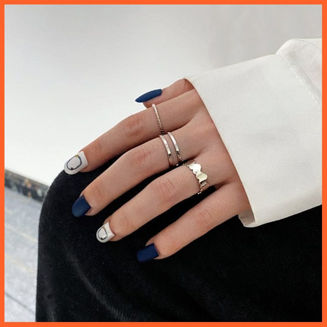 6Pcs/Set Punk Finger Rings Minimalist Gold/Black Metal Rings For Women | whatagift.com.au.
