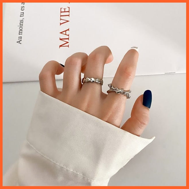 6Pcs/Set Punk Finger Rings Minimalist Gold/Black Metal Rings For Women | whatagift.com.au.