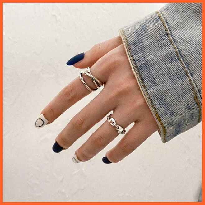 6Pcs/Set Punk Finger Rings Minimalist Gold/Black Metal Rings For Women | whatagift.com.au.