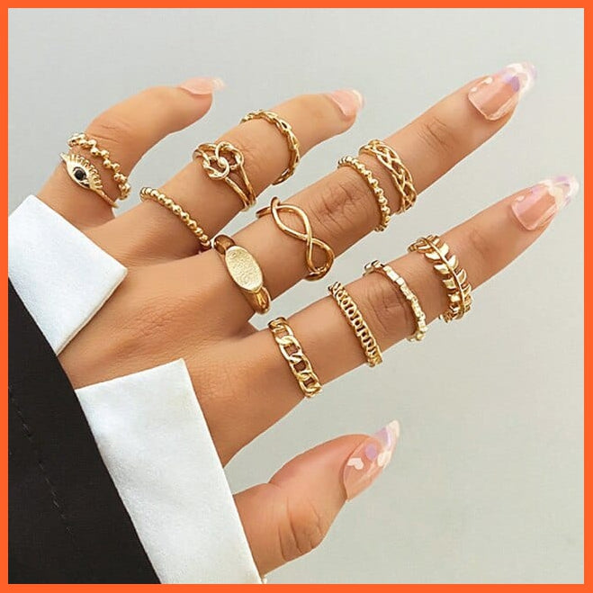 Bohemian Gold Finger Rings Set For Women | whatagift.com.au.