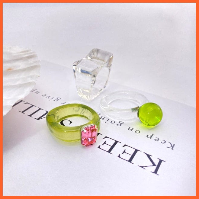 Colorful Transparent Acrylic Resin Irregular Marble Pattern Ring | whatagift.com.au.