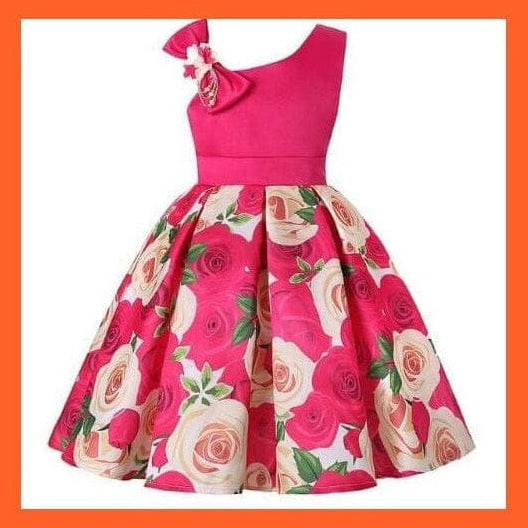 whatagift Rose / 2T Floral Print Dresses For Girls