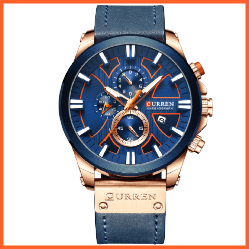Luxury Fashionable Chronograph Sports Men'S Watches | Waterproof Quartz Leather Band Male Wristwatches Fashion Gift For Men | whatagift.com.au.