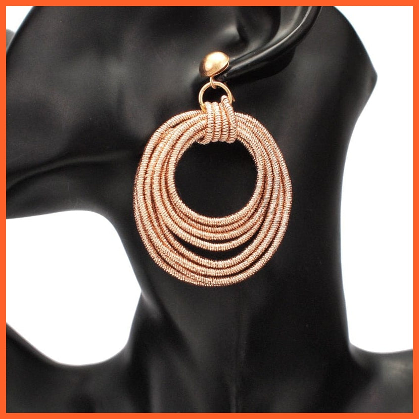 whatagift.com.au Rose Gold Color Metal Round Multilayer Dangle Earrings for Women