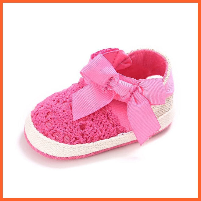 whatagift.com.au Rose Red / 1 Baby Girl Newborn Shoes | Big Bow Knitted  Crib Shoe