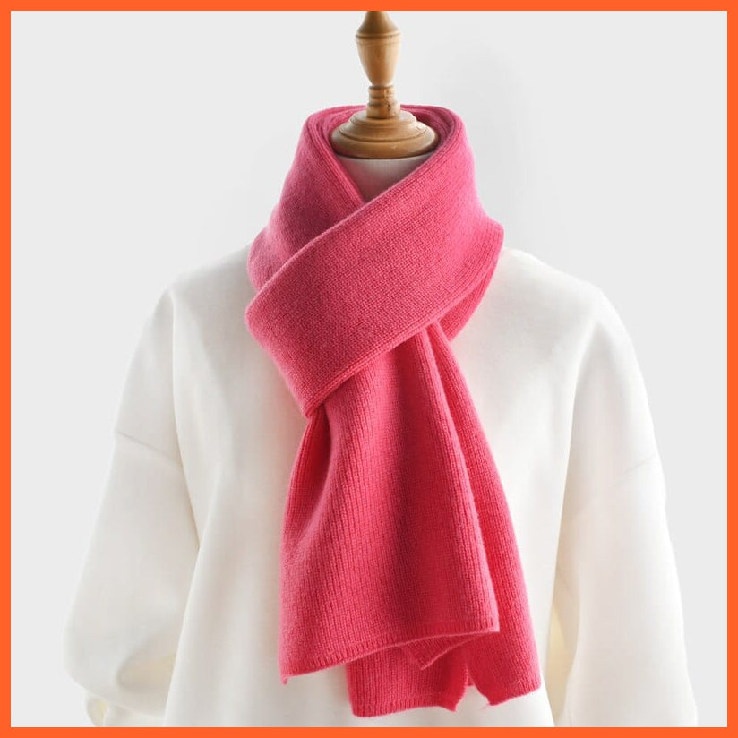 whatagift.com.au Rose Red / China / Adults 152CM Unisex luxury Cashmere Knitted Scarves  | Warm Thick Woolen Scarf