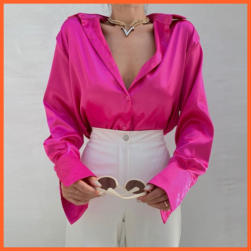 whatagift.com.au Rose red / S Elegant Fashionable Satin Shirts For Women