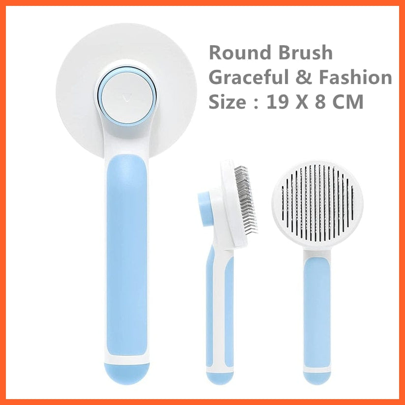 whatagift.com.au Round blue Pumpkin Self Cleaning Pet Brush for Shedding Dog Cat | Grooming Comb Removes Loose Underlayers and Tangled Hair