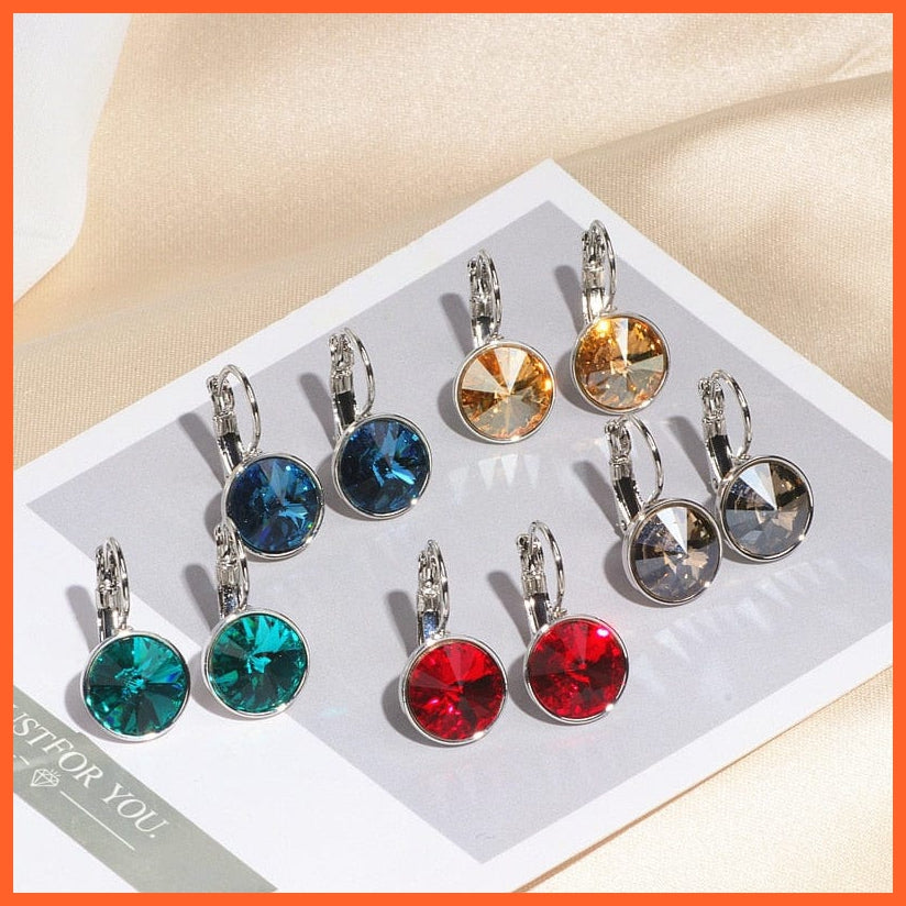 whatagift.com.au Round Clear Crystal Drop Earrings For Women
