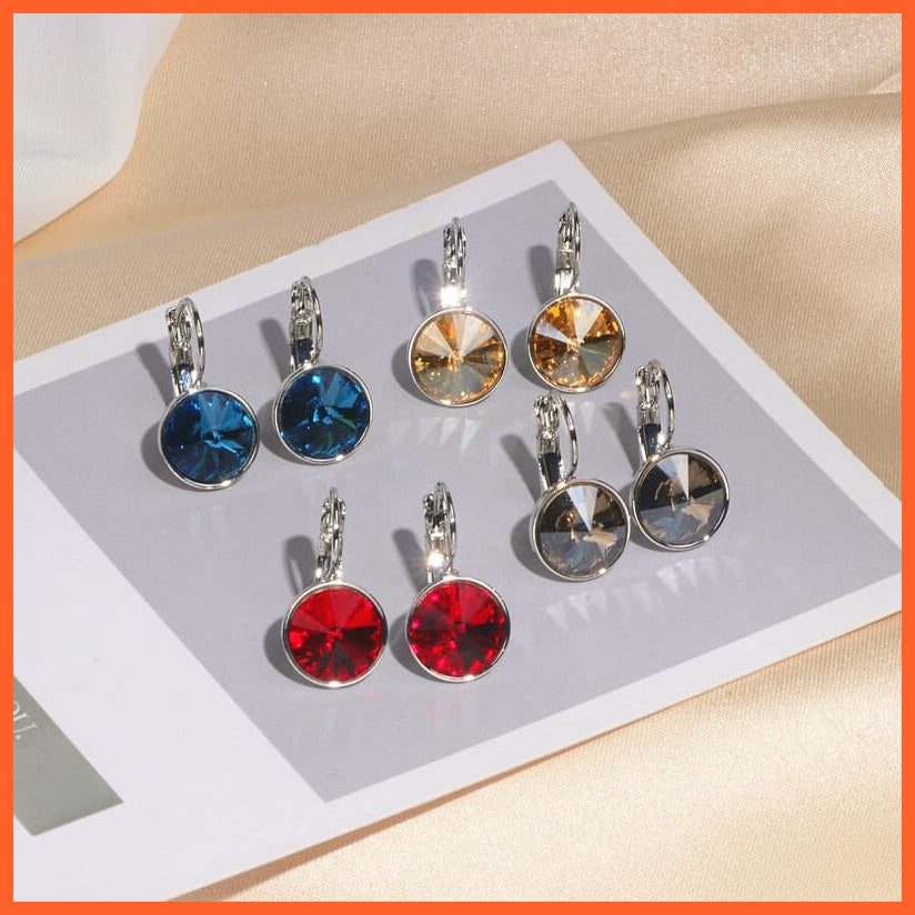 whatagift.com.au Round Clear Crystal Drop Earrings For Women