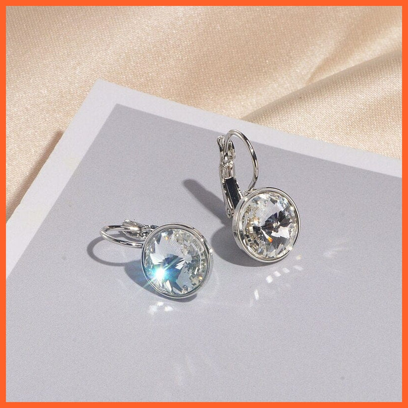 whatagift.com.au Round Clear Crystal Drop Earrings For Women