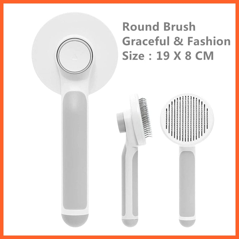 whatagift.com.au Round grey Pumpkin Self Cleaning Pet Brush for Shedding Dog Cat | Grooming Comb Removes Loose Underlayers and Tangled Hair
