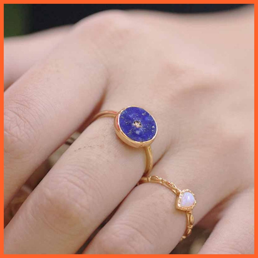 whatagift.uk Round Lapis Lazuli Rings for Women