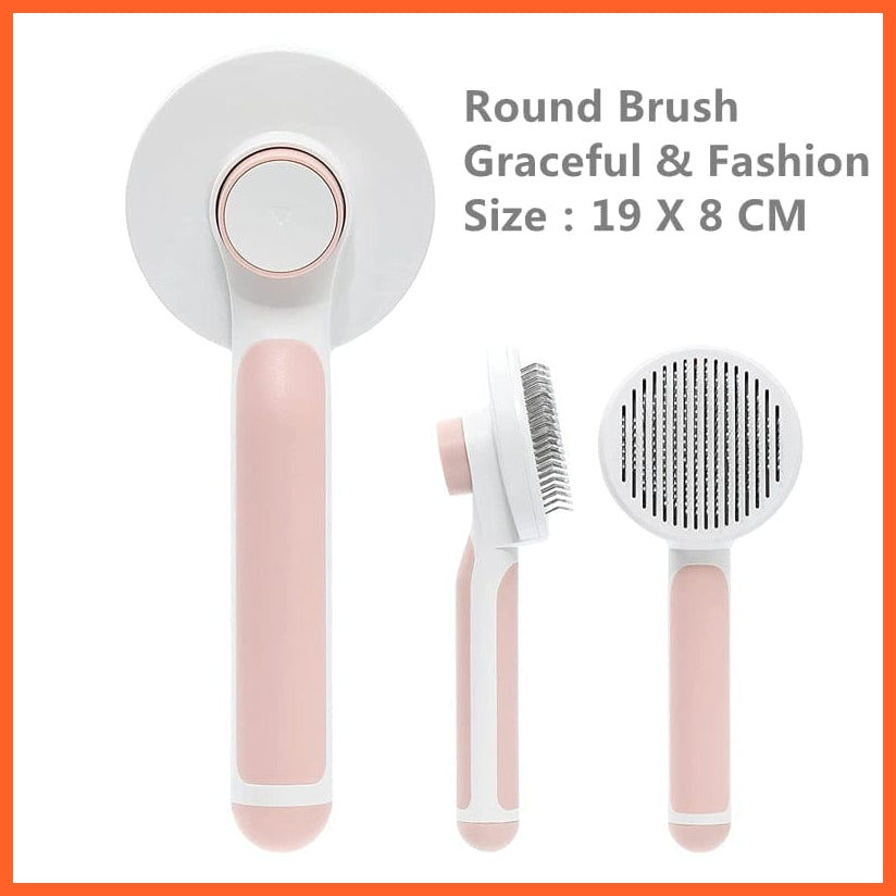 whatagift.com.au Round pink Pumpkin Self Cleaning Pet Brush for Shedding Dog Cat | Grooming Comb Removes Loose Underlayers and Tangled Hair