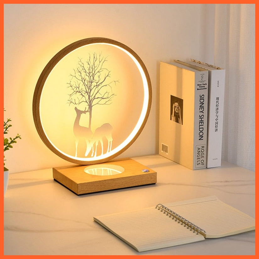 whatagift.com.au Round Shaped Bedside Lamps | 18W Wireless Charger Led Table Lamp | Touch Dimming Night Light For Home Decor