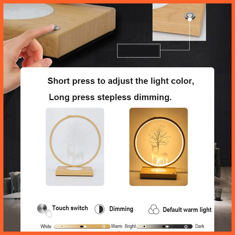 whatagift.com.au Round Shaped Bedside Lamps | 18W Wireless Charger Led Table Lamp | Touch Dimming Night Light For Home Decor