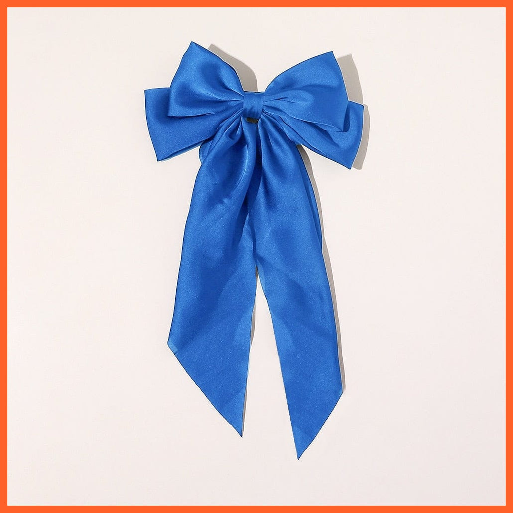 whatagift.com.au Royal Blue Women Large Bow Hairpin | Summer Chiffon Big Bowknot Clip | Hair Accessories