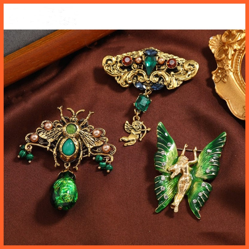 whatagift.com.au Royal Vintage Crystal Butterflies Bee Brooch Pins