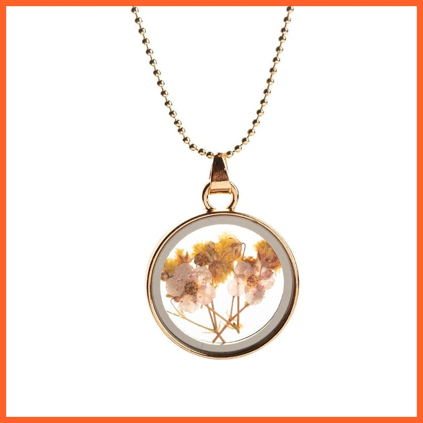 whatagift.com.au S 1Pcs Round Clear Pressed Preserved Fresh Flower Charms Resin Pendants | Rose Petal Pendant Chain Necklace