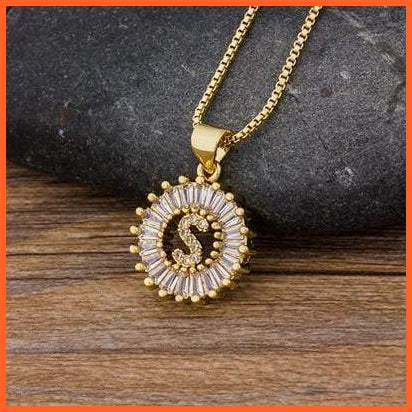 Girls Initial Letter Necklace | Nitial Letter Necklace 26 Letters Charm Gold Name Necklace Pendant Top Quality Copper Zircon Jewellery | whatagift.com.au.