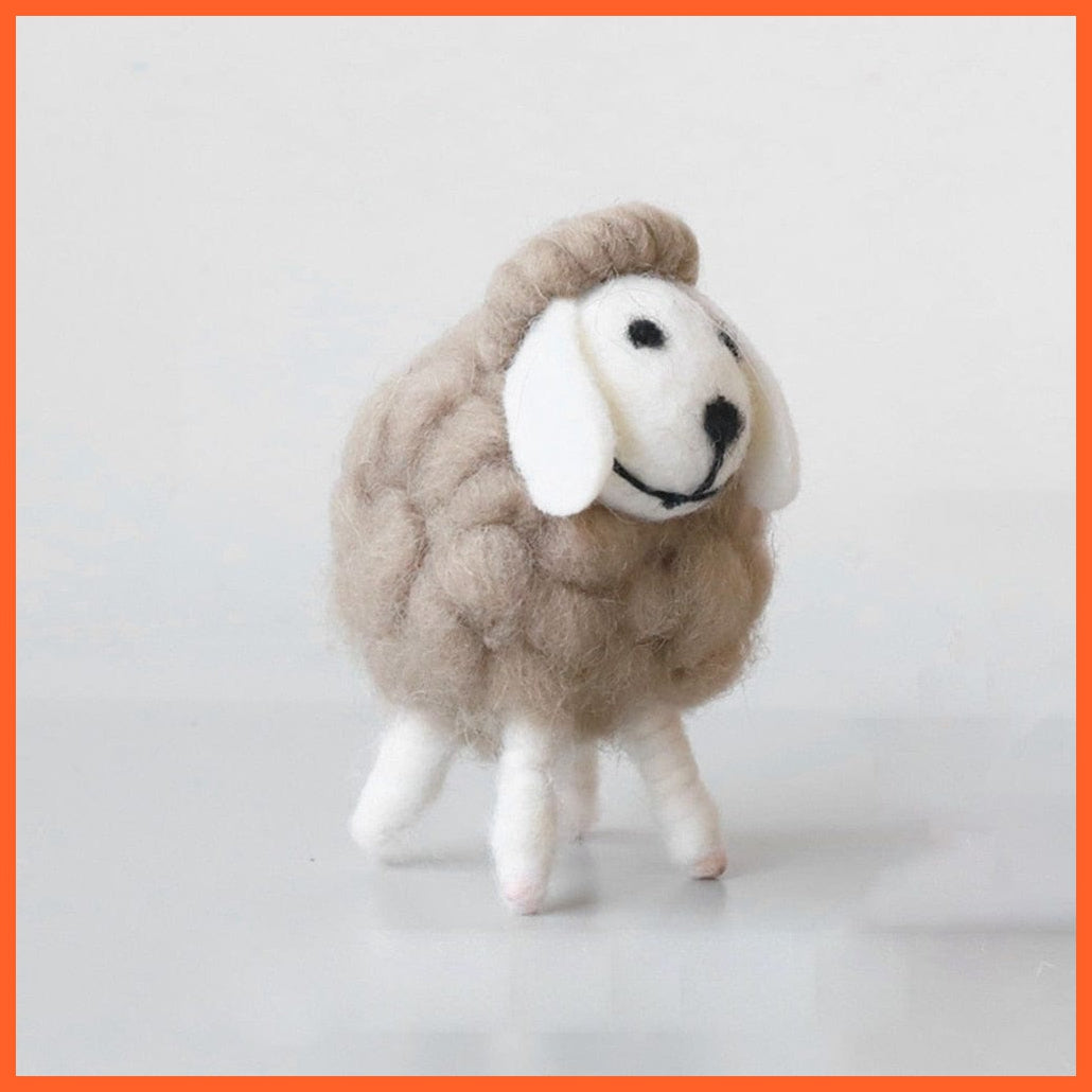 whatagift.com.au S Grey 1Pc Mini Table Sheep Figurines | Miniatures Wool Felt Lamb | Cute Toys For Home Decor