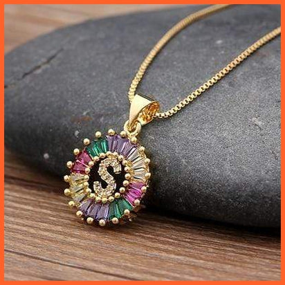 Multi Color Gold Plated Pendant & Necklace | whatagift.com.au.