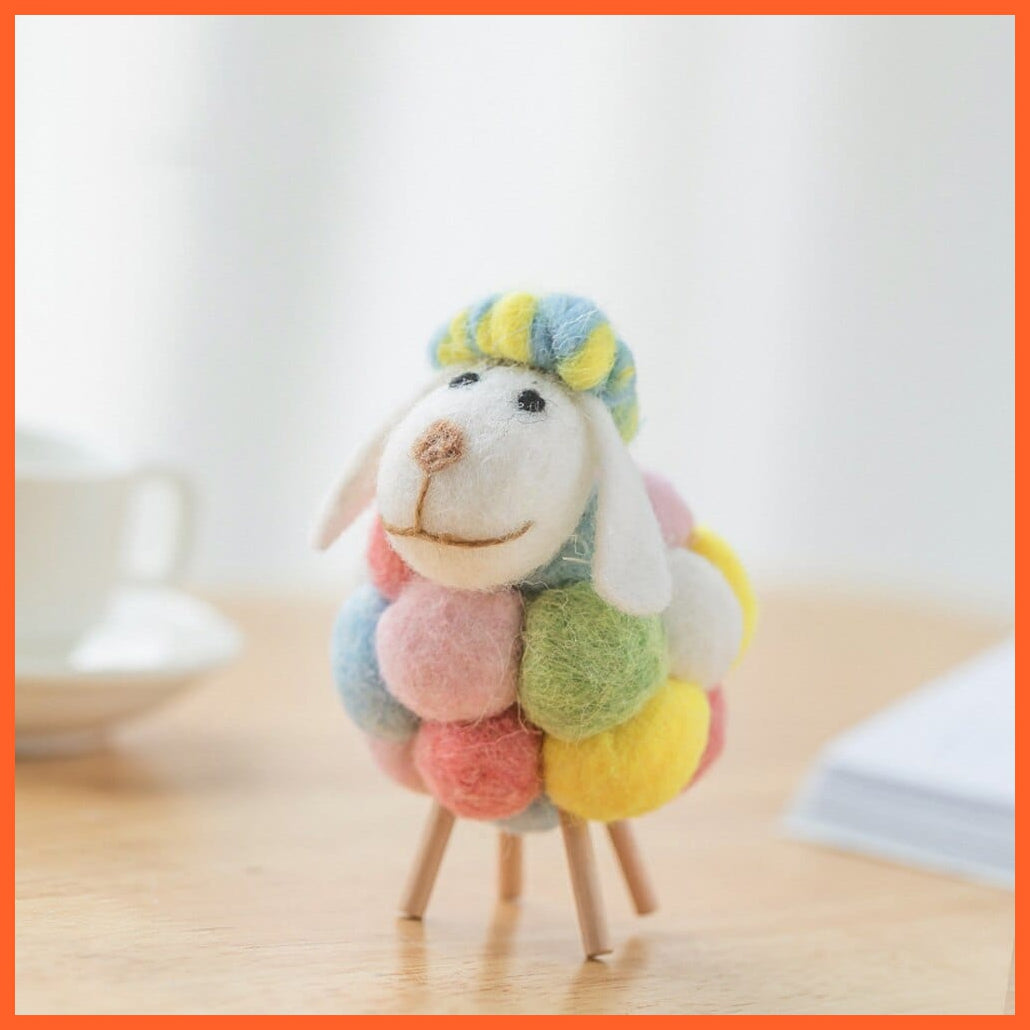 whatagift.com.au S Multicolor 1Pc Mini Table Sheep Figurines | Miniatures Wool Felt Lamb | Cute Toys For Home Decor