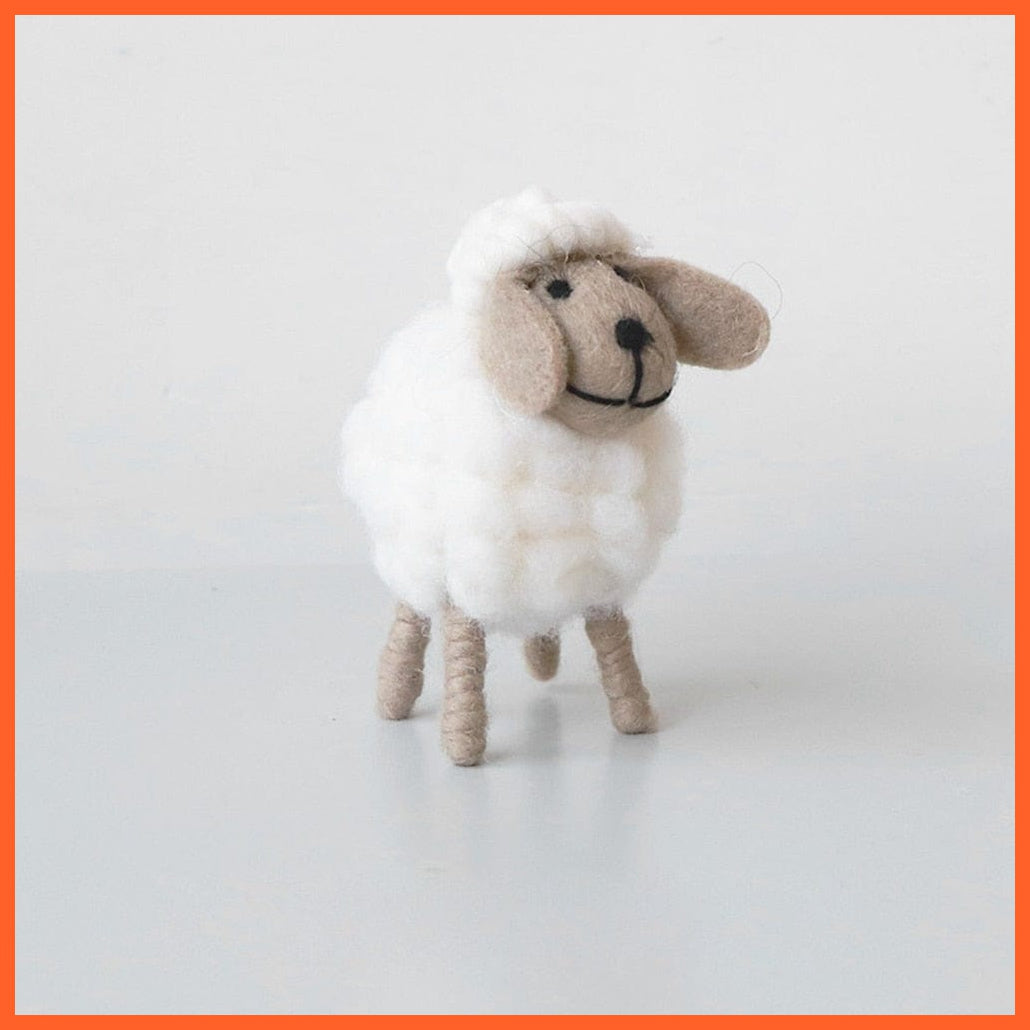 whatagift.com.au S White 1Pc Mini Table Sheep Figurines | Miniatures Wool Felt Lamb | Cute Toys For Home Decor