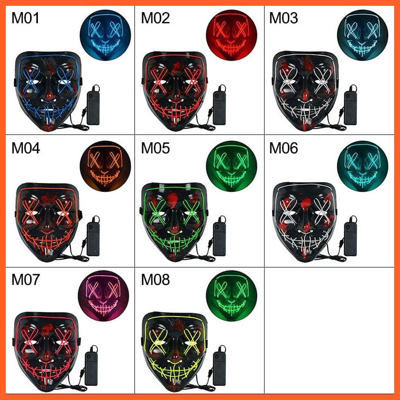 whatagift.com.au Scary Halloween Coldplay Purge Light Up Mask | Halloween Masquerade Party LED Face Masks