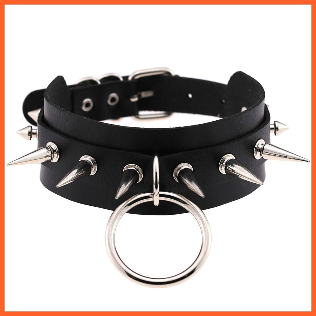 whatagift.uk SCJD PU Leather Rivet Choker Chain Necklace For Women