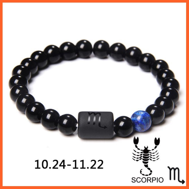 whatagift.com.au Scorpio / 23CM 12 Constellation Zodiac Signs Beads Couples Black Onyx Bracelet