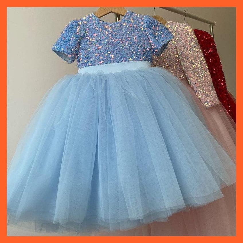 whatagift.com.au Sequin Lace Dress Party Tutu Fluffy Gown For Girls