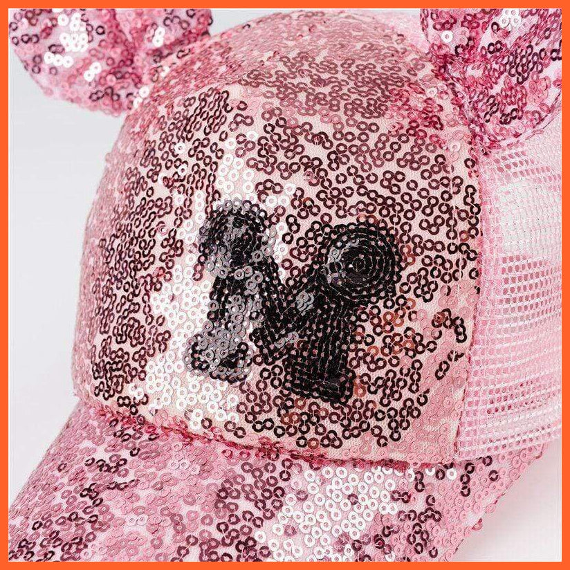 Sequins Ear Cap | Sequins Ear Hats Kids Snapback Mesh Baseball Cap | Spring Summer Hip Hop Caps | whatagift.com.au.