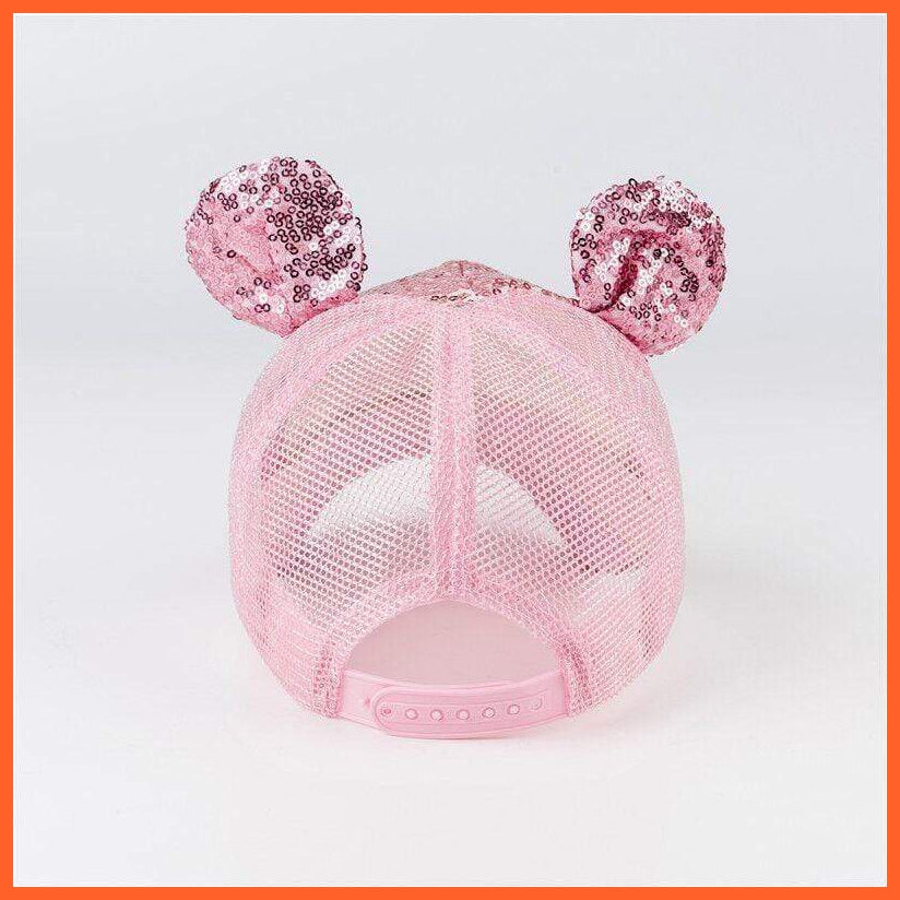 Sequins Ear Cap | Sequins Ear Hats Kids Snapback Mesh Baseball Cap | Spring Summer Hip Hop Caps | whatagift.com.au.