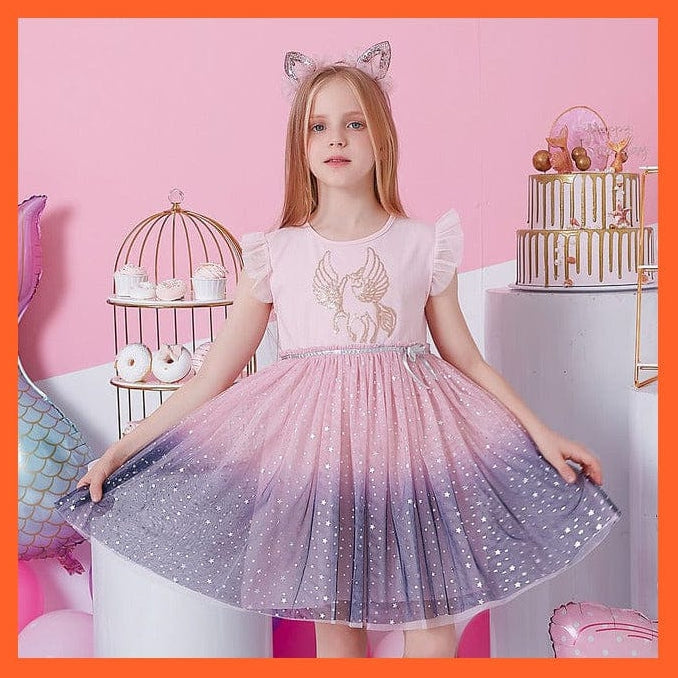 whatagift.com.au SH2102 / 3T Summer Flying Sleeve  Princess Dresses For Girls