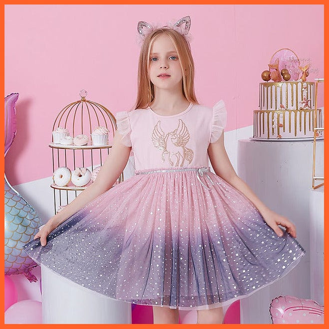 whatagift.com.au SH2102 / 4T Summer Flying Sleeve  Princess Dresses for Girls