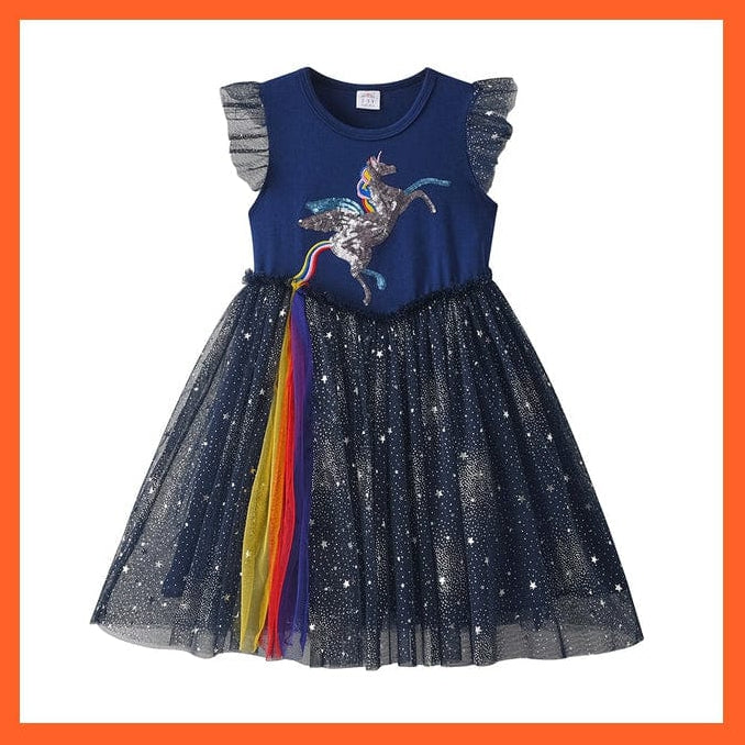 whatagift.com.au SH4100 / 3T Summer Flying Sleeve  Princess Dresses For Girls