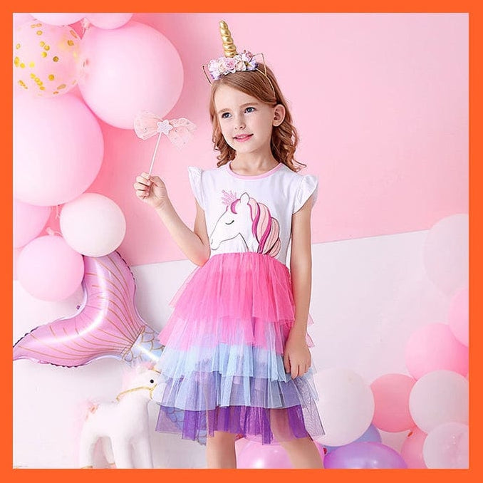 whatagift.com.au SH4590 / 3T Summer Flying Sleeve  Princess Dresses For Girls